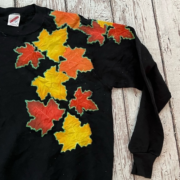 Vintage 1980s Fall Foilage Pullover Jumper Crewneck Sweatshirt - Picture 2 of 6